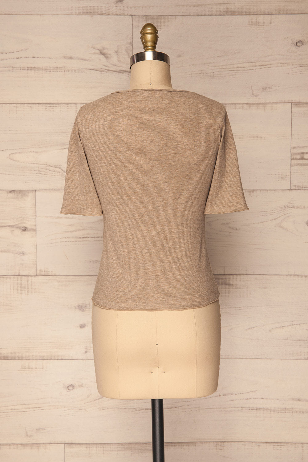 Ayeneux Taupe Short Sleeved Crop Top | La Petite Garçonne 5