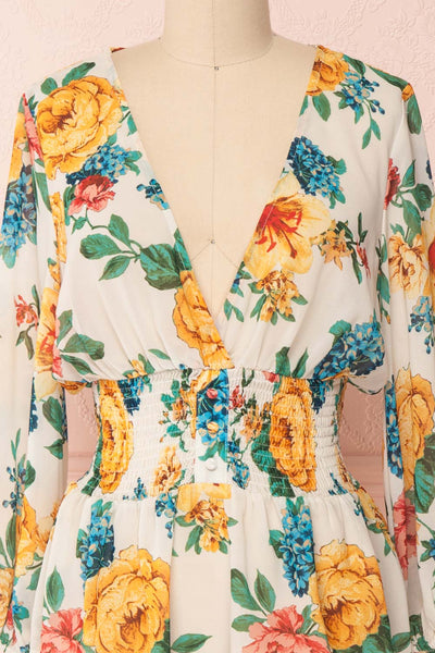 Aygen Colourful Floral Chiffon Peplum Blouse | Boutique 1861 2