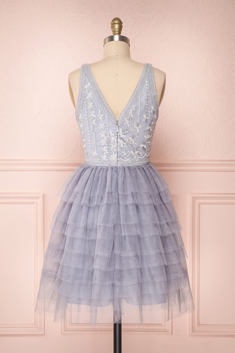 Ayten Mystery Grey Floral Tulle A-Line Dress | Boutique 1861 6