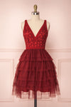 Ayten Passion Burgundy Floral Tulle A-Line Dress | Boutique 1861 plus