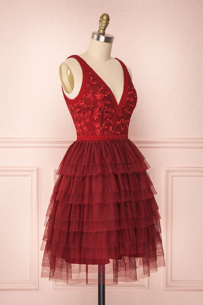 Ayten Passion Burgundy Floral Tulle A-Line Dress | Boutique 1861 4