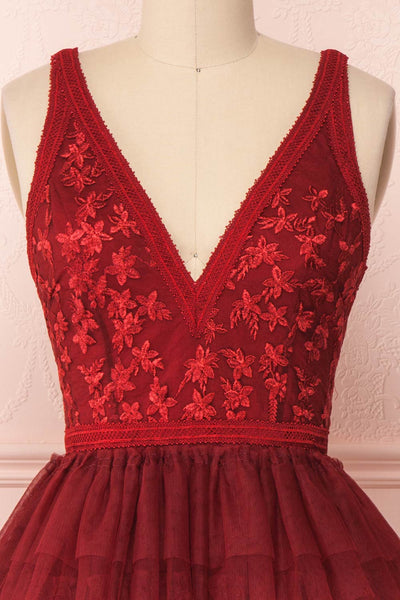 Ayten Passion Burgundy Floral Tulle A-Line Dress | Boutique 1861 3