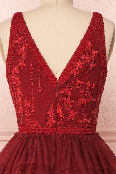 Ayten Passion Burgundy Floral Tulle A-Line Dress | Boutique 1861 7