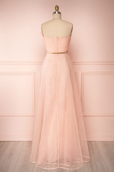 Azeline Blush Pleated Tulle Prom Dress | Boutique 1861 back view