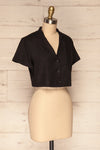 Azuay Black Button-Up Crop Top w Shirt Collar | La Petite Garçonne 4