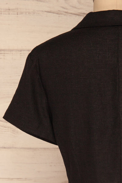 Azuay Black Button-Up Crop Top w Shirt Collar | La Petite Garçonne 7