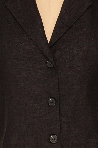Azuay Black Button-Up Crop Top w Shirt Collar | La Petite Garçonne 8