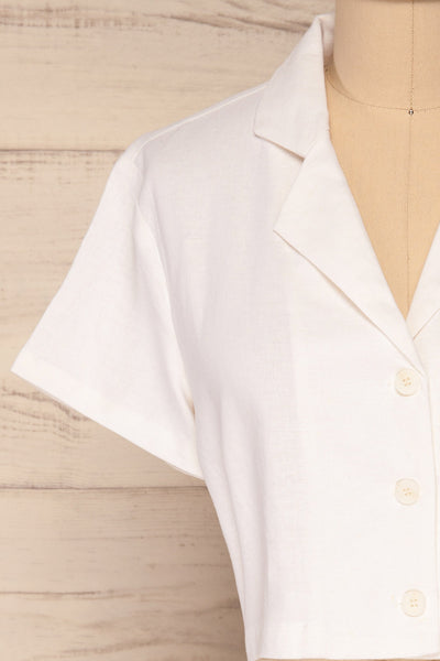 Azuay Ivory Button-Up Crop Top w Shirt Collar | La Petite Garçonne 3