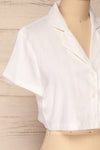 Azuay Ivory Button-Up Crop Top w Shirt Collar | La Petite Garçonne 5