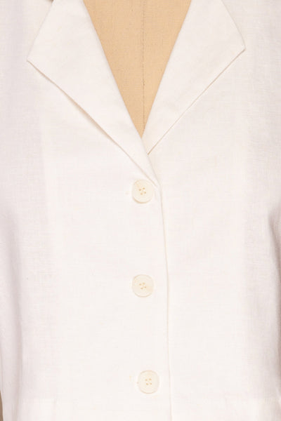 Azuay Ivory Button-Up Crop Top w Shirt Collar | La Petite Garçonne 8