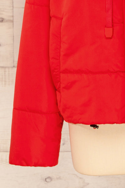 Bachillero Red Cropped Puffer Jacket | La petite garçonne sleeve