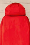 Bachillero Red Cropped Puffer Jacket | La petite garçonne back close-up