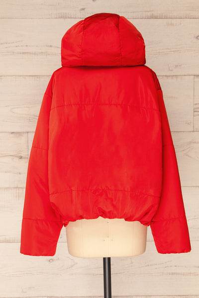 Bachillero Red Cropped Puffer Jacket | La petite garçonne back view