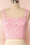 Bahuli Pink & White Floral Crop Top | Boutique 1861 front close up
