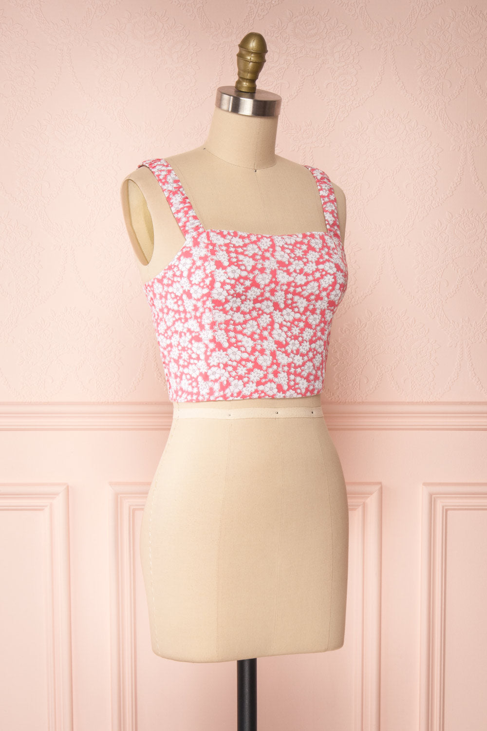 Bahuli Pink & White Floral Crop Top | Boutique 1861 side view