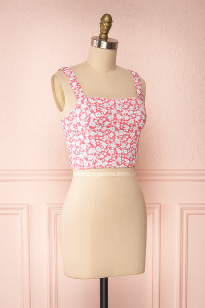 Bahuli Pink & White Floral Crop Top | Boutique 1861 side view
