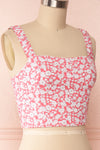 Bahuli Pink & White Floral Crop Top | Boutique 1861 side close up