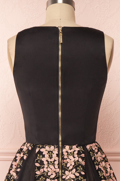 Baladeva Black Mesh A-Line Midi Dress | Boutique 1861 back close-up