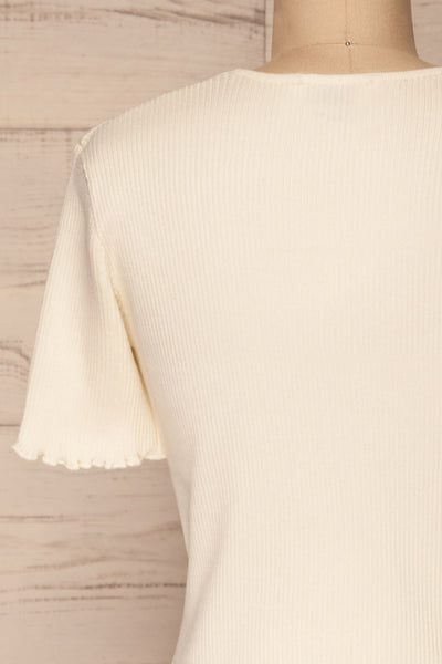Balanos Ivory Short Sleeve w/ Bow Top | La petite garçonne back close-up