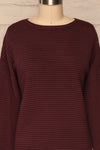 Ballina Burgundy Ribbed Knit Sweater | La Petite Garçonne front close-up