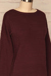 Ballina Burgundy Ribbed Knit Sweater | La Petite Garçonne side close-up