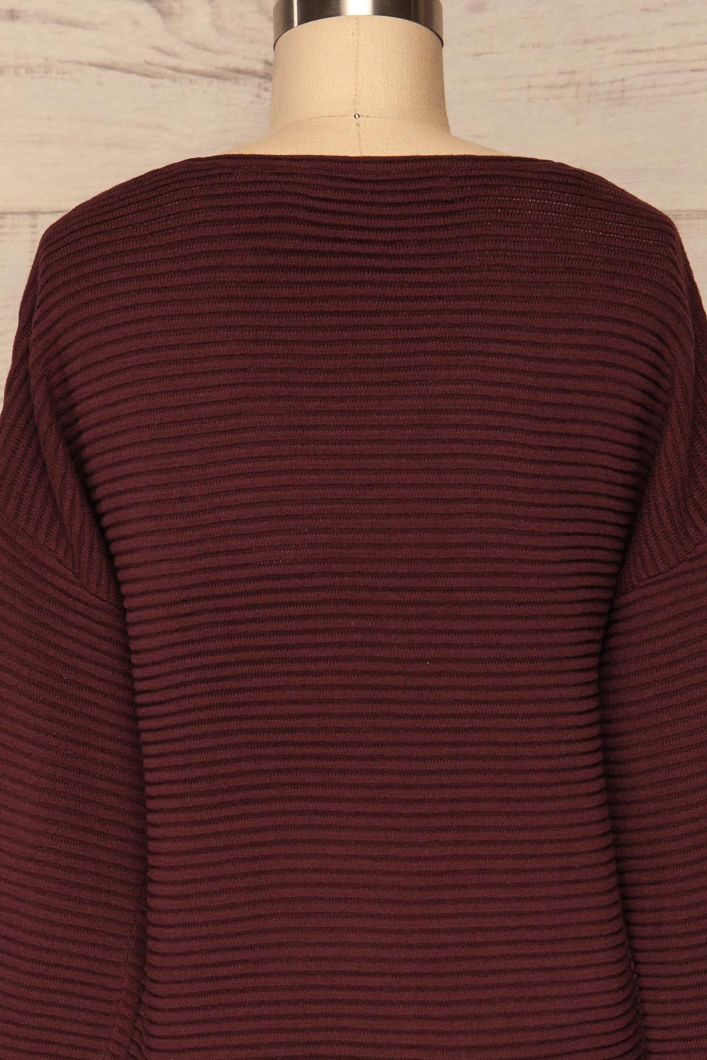 Ballina Burgundy Ribbed Knit Sweater | La Petite Garçonne back close-up
