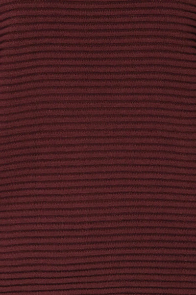 Ballina Burgundy Ribbed Knit Sweater | La Petite Garçonne fabric detail
