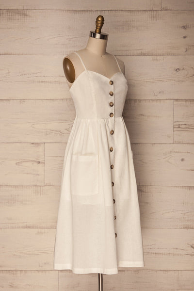 Balma Blanc White A-line Button-Up Midi Dress | La Petite Garçonne 3
