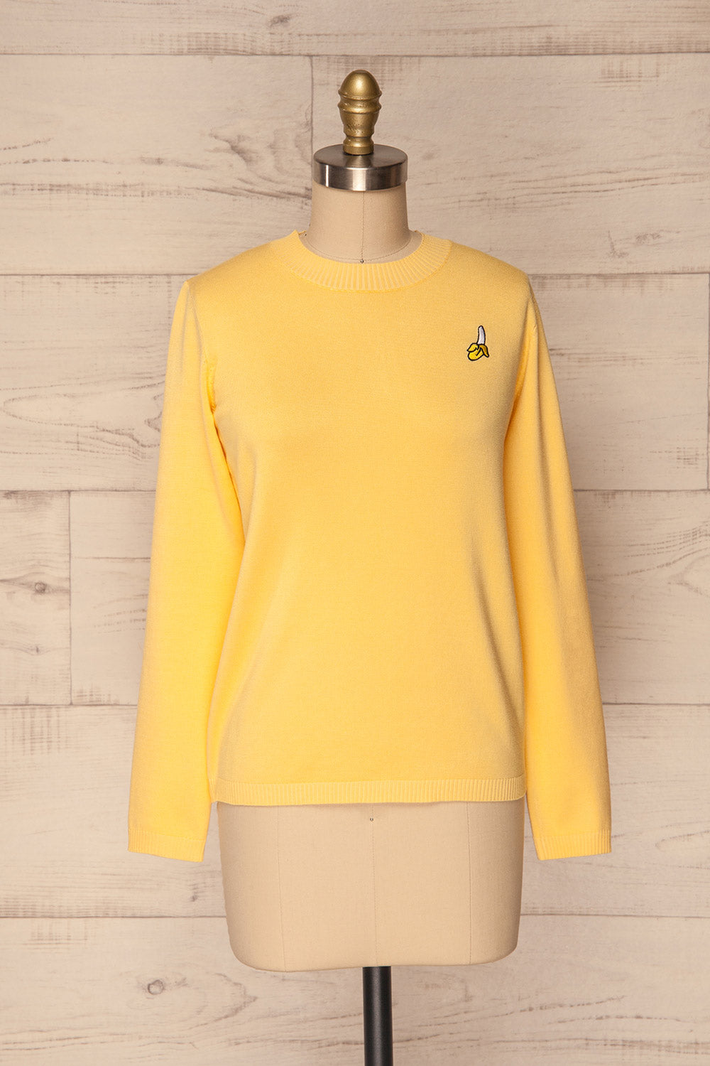 Bananah Yellow Embroidered Knit Sweater | La Petite Garçonne 1