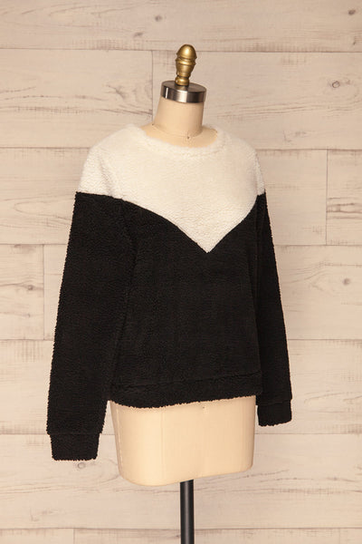 Banff Black & White Wooly Fleece Sweater | La Petite Garçonne side view