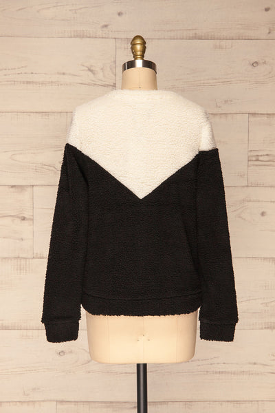 Banff Black & White Wooly Fleece Sweater | La Petite Garçonne back view