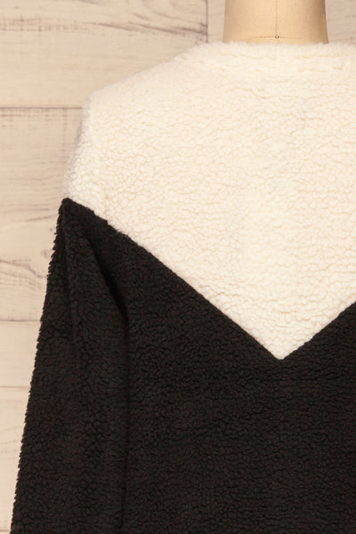 Banff Black & White Wooly Fleece Sweater | La Petite Garçonne back close-up