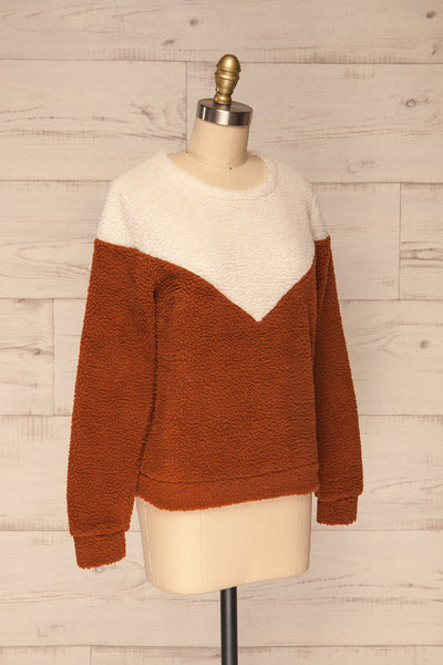Banff Rust Orange & White Wooly Fleece Sweater | La Petite Garçonne side view