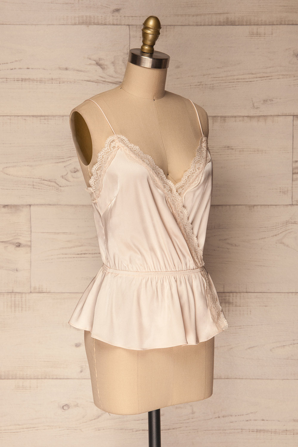 Bangor Blush Pink Satin & Lace Peplum Camisole | La Petite Garçonne 3