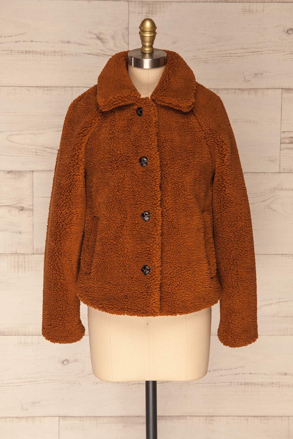 Bantigny Cannelle Brown Wooly Fleece Coat | La Petite Garçonne front view 