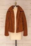 Bantigny Cannelle Brown Wooly Fleece Coat | La Petite Garçonne front view open