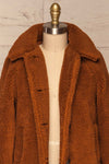 Bantigny Cannelle Brown Wooly Fleece Coat | La Petite Garçonne front close-up open