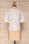 Bantry White Patterned Short Sleeve Shirt | La petite garçonne front view