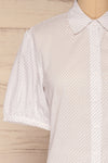 Bantry White Patterned Short Sleeve Shirt | La petite garçonne front close-up