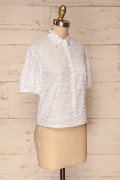 Bantry White Patterned Short Sleeve Shirt | La petite garçonne side view