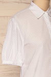 Bantry White Patterned Short Sleeve Shirt | La petite garçonne side close-up