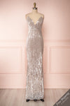 Barabal Silver Sequin Mermaid Gown | Robe Maxi | Boutique 1861 front view