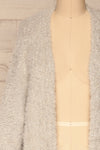 Barcelos Grey Sparkly Fuzzy Cardigan | La Petite Garçonne front close-up