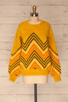 Bari Mustard Fuzzy Patterned Sweater | La petite garçonne front view