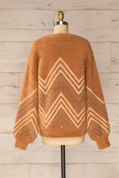 Bari Taupe Fuzzy Patterned Sweater | La petite garçonne back view