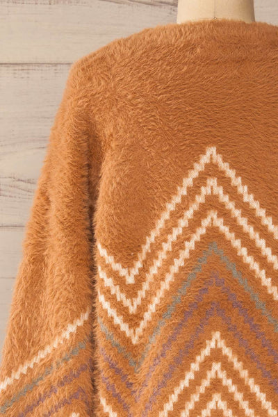 Bari Taupe Fuzzy Patterned Sweater | La petite garçonne back close-up