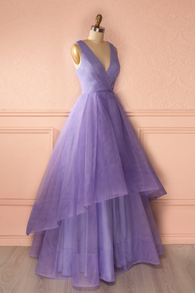 Basilie Lilas - Lilac V-neck Maxi Sleeveless Dress
