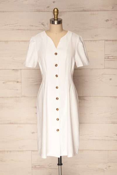 Basto White Button-Up Fitted Summer Dress | La Petite Garçonne 1
