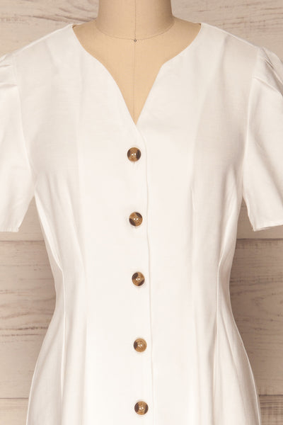 Basto White Button-Up Fitted Summer Dress | La Petite Garçonne 3