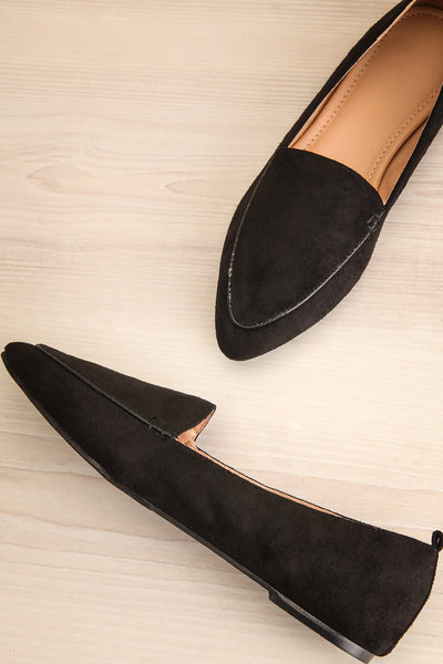 Bayard Noir Black Faux-Suede Pointed Toe Loafers | La Petite Garçonne 1